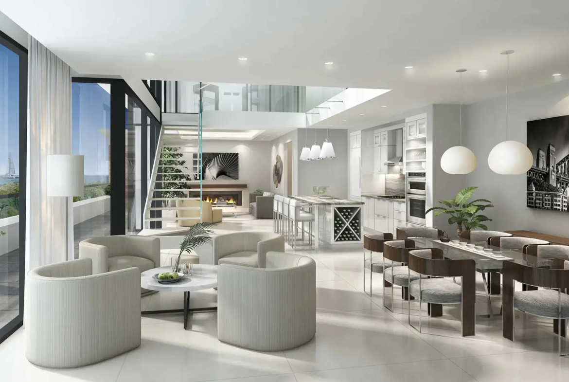 Rendering of the Harbour Club suite interior loft