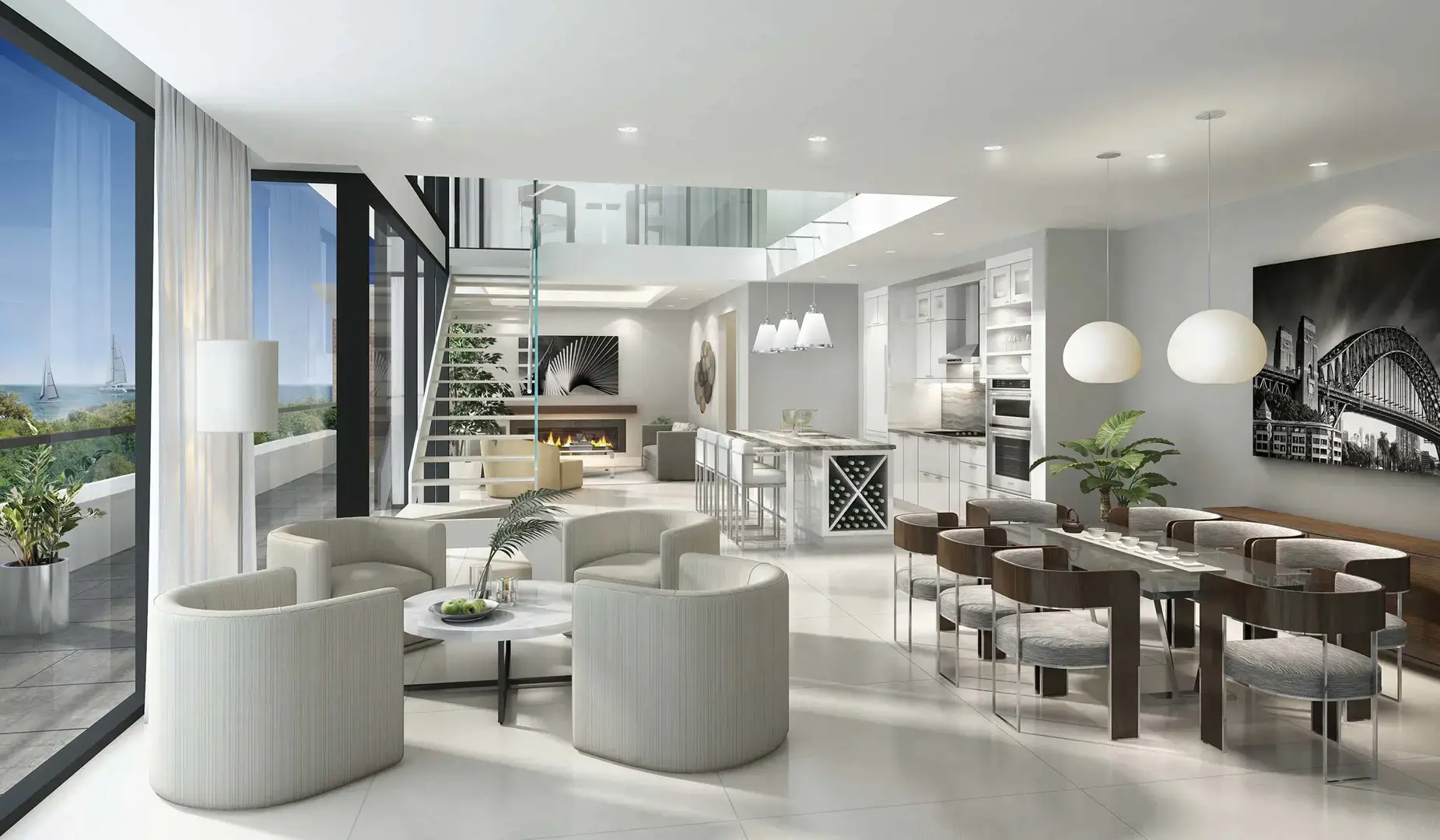 Rendering of the Harbour Club suite interior loft
