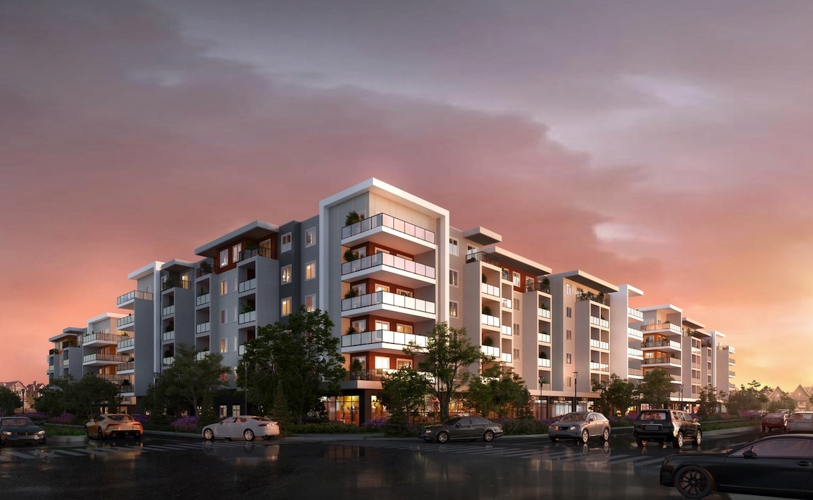 Rendering of Clover Carrington exterior full view at dusk