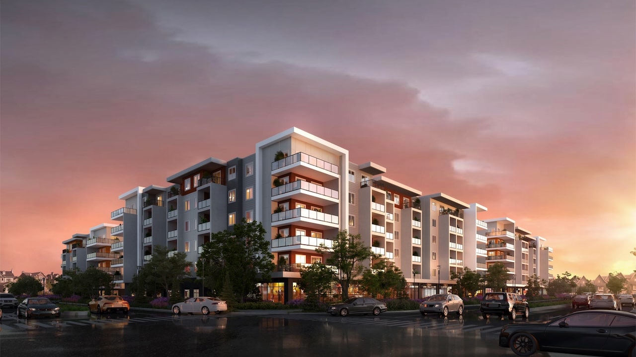 Rendering of Clover Carrington exterior full view at dusk