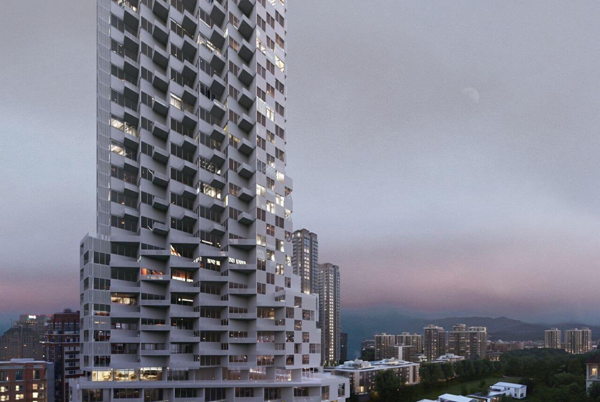 Rendering of 2485 Eglinton Avenue West Condos exterior side view