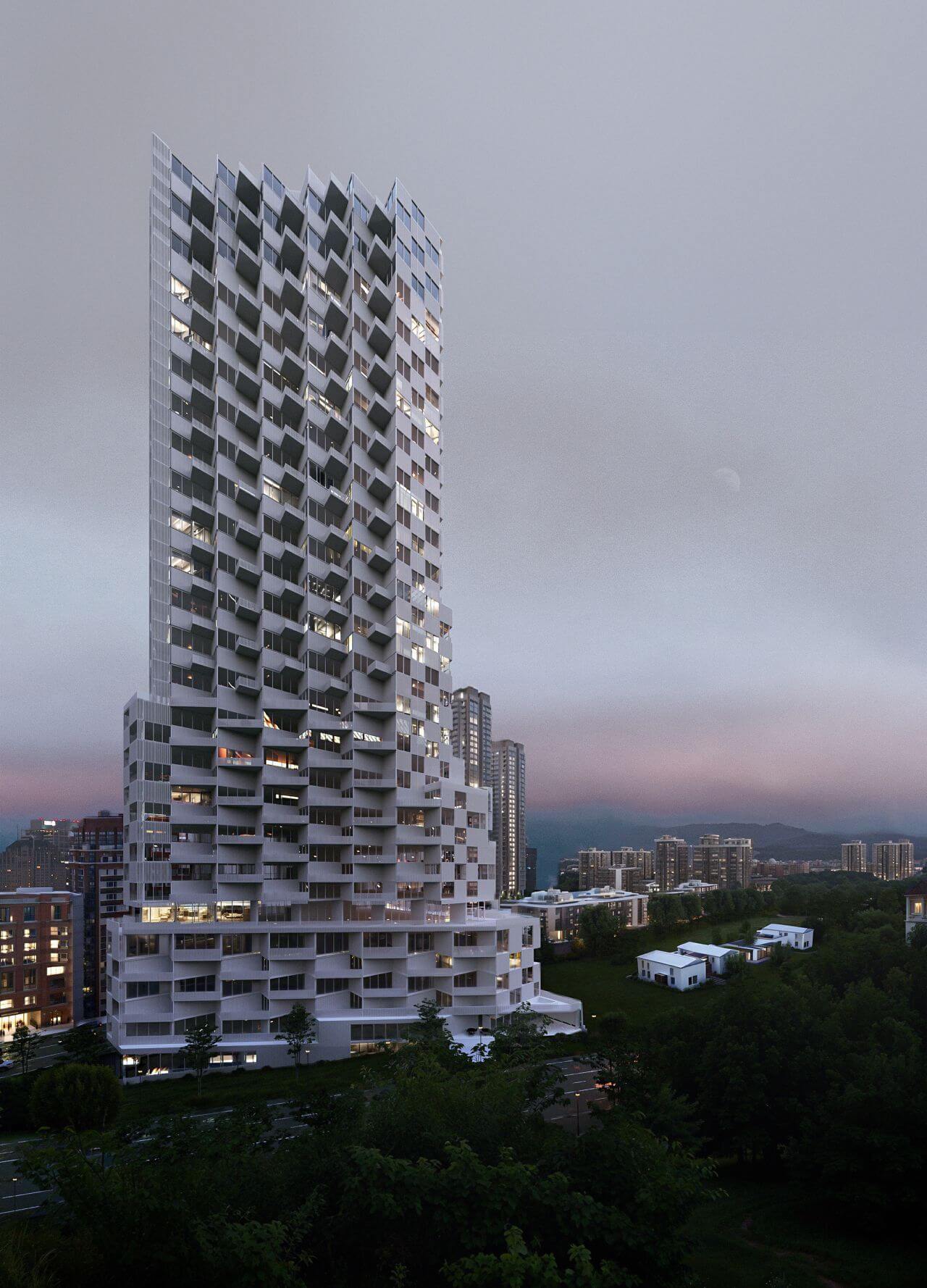 Rendering of 2485 Eglinton Avenue West Condos exterior side view