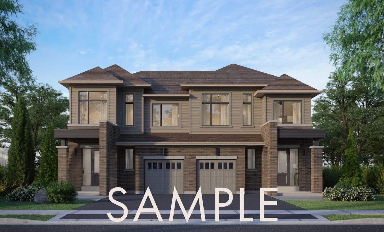 Rendering of The Willows semi detached homes exterior