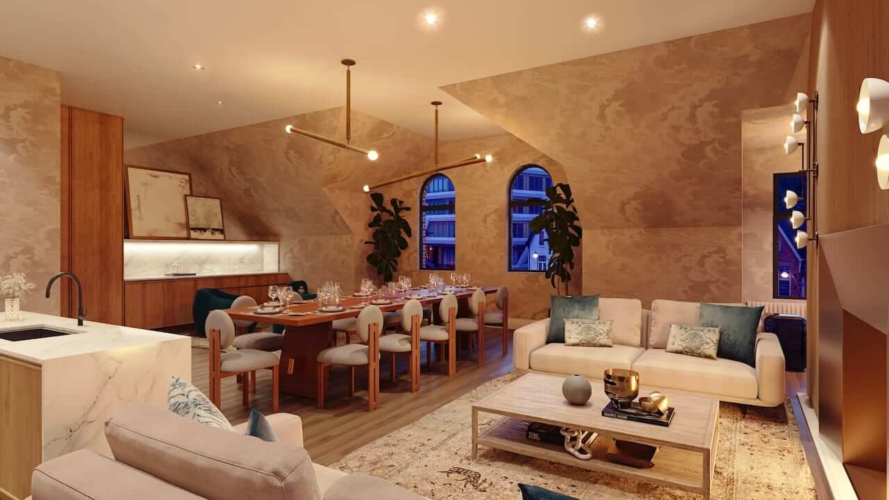 One Ten Condos lounge at night