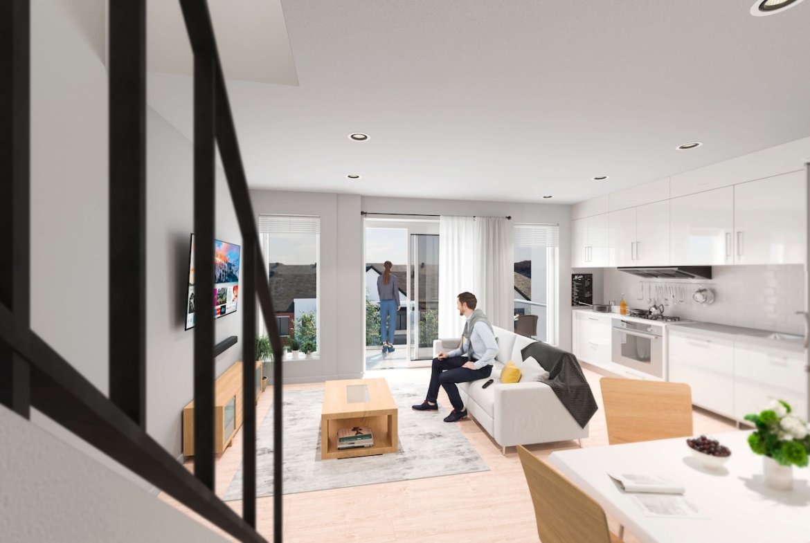 Rendering of Pioneer Park Towns suite interior