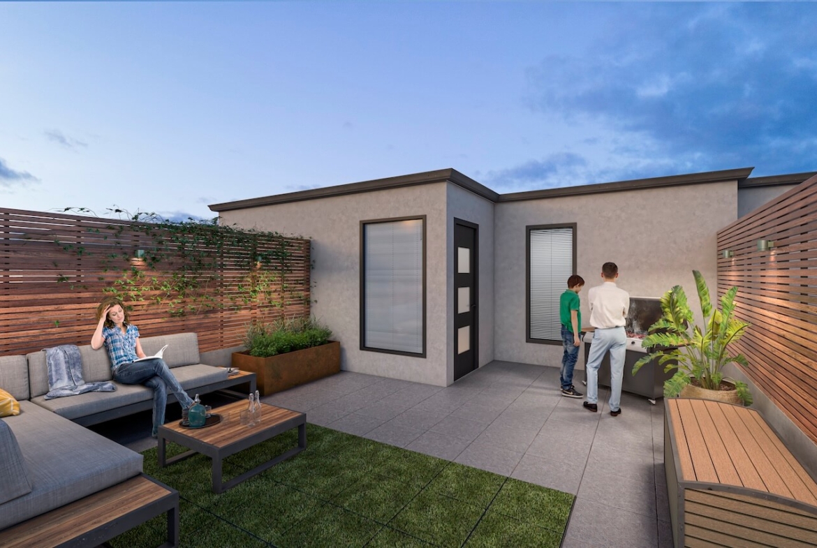 Rendering of Pioneer Park Towns suite rooftop terrace