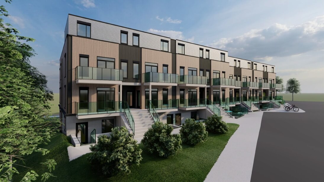 Rendering of Pioneer Park Towns exterior back