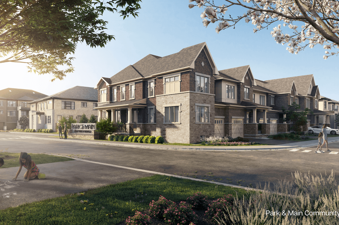 Rendering of Park & Main exterior in summer