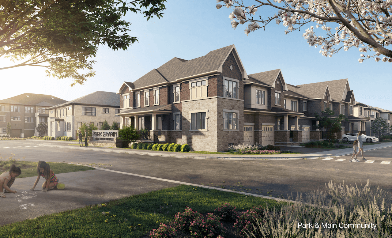 Rendering of Park & Main exterior in summer