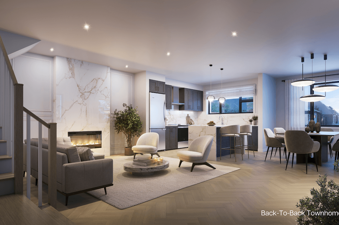 Rendering of Park & Main townhome interior living room
