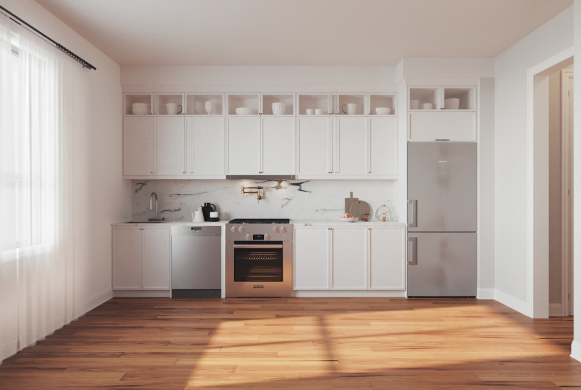 Rendering of Townhomes at Crosstown suite interior kitchen