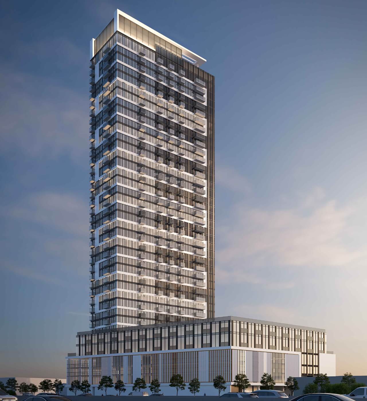 Rendering of 1515 Pickering Parkway Condos at dusk