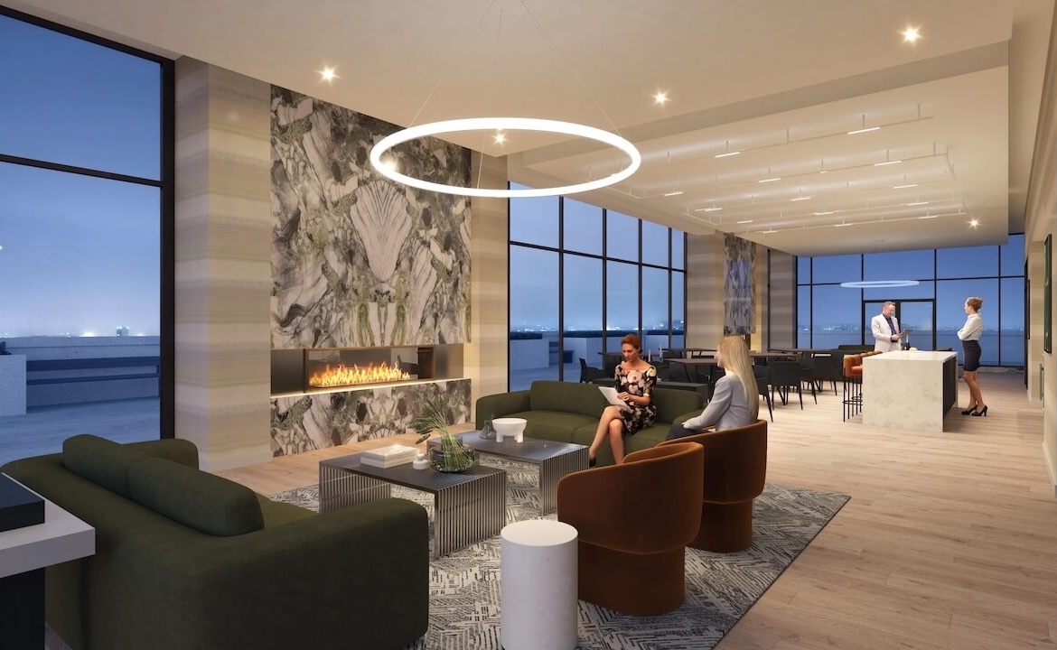 Rendering Burnet Condos at Rise & Rose party room interior