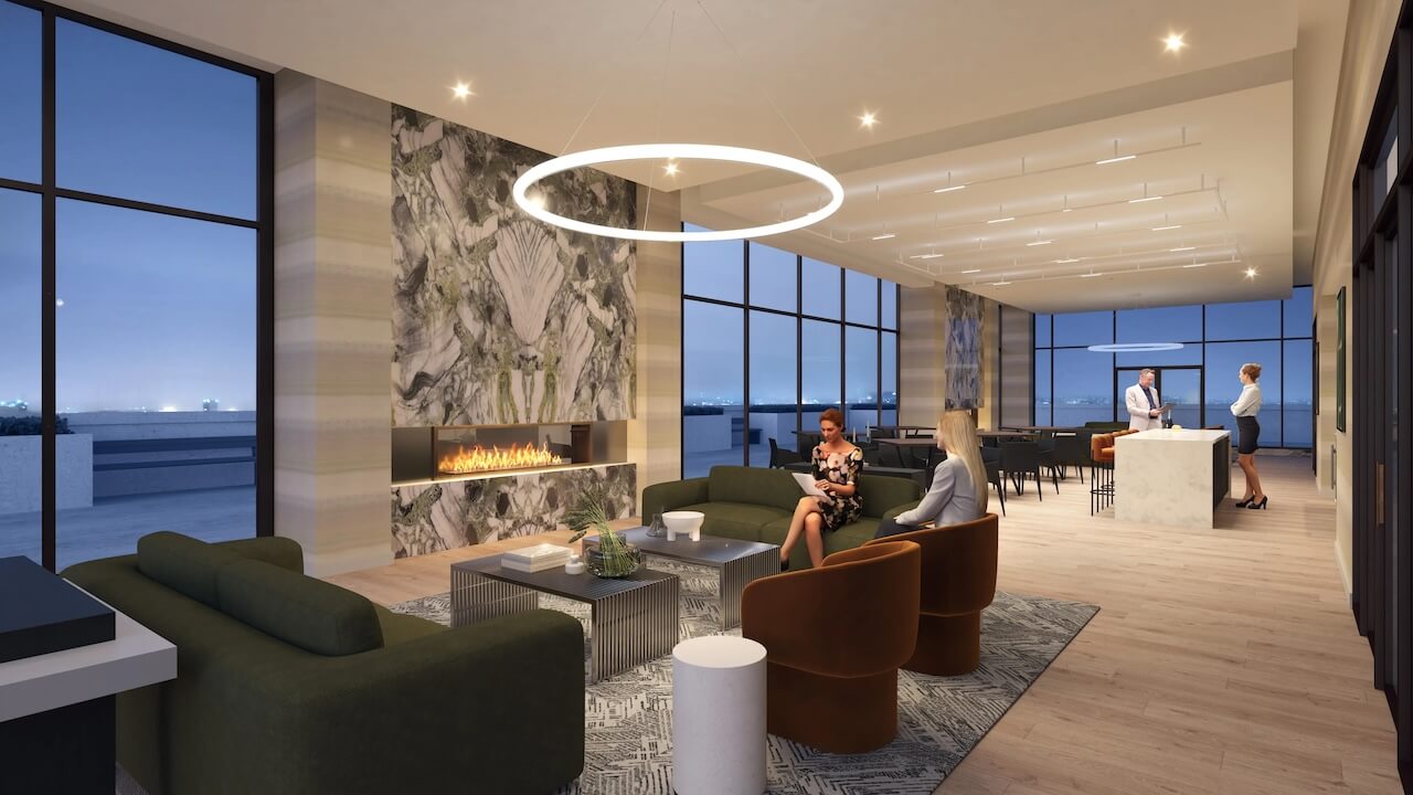 Rendering Burnet Condos at Rise & Rose party room interior