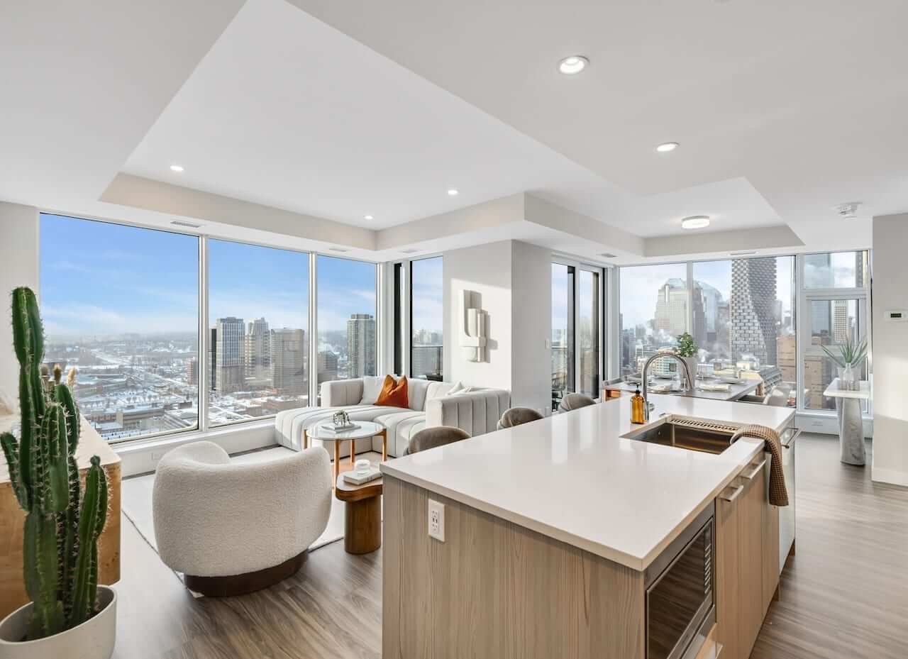 Rendering of Arris Residences suite interior kitchen