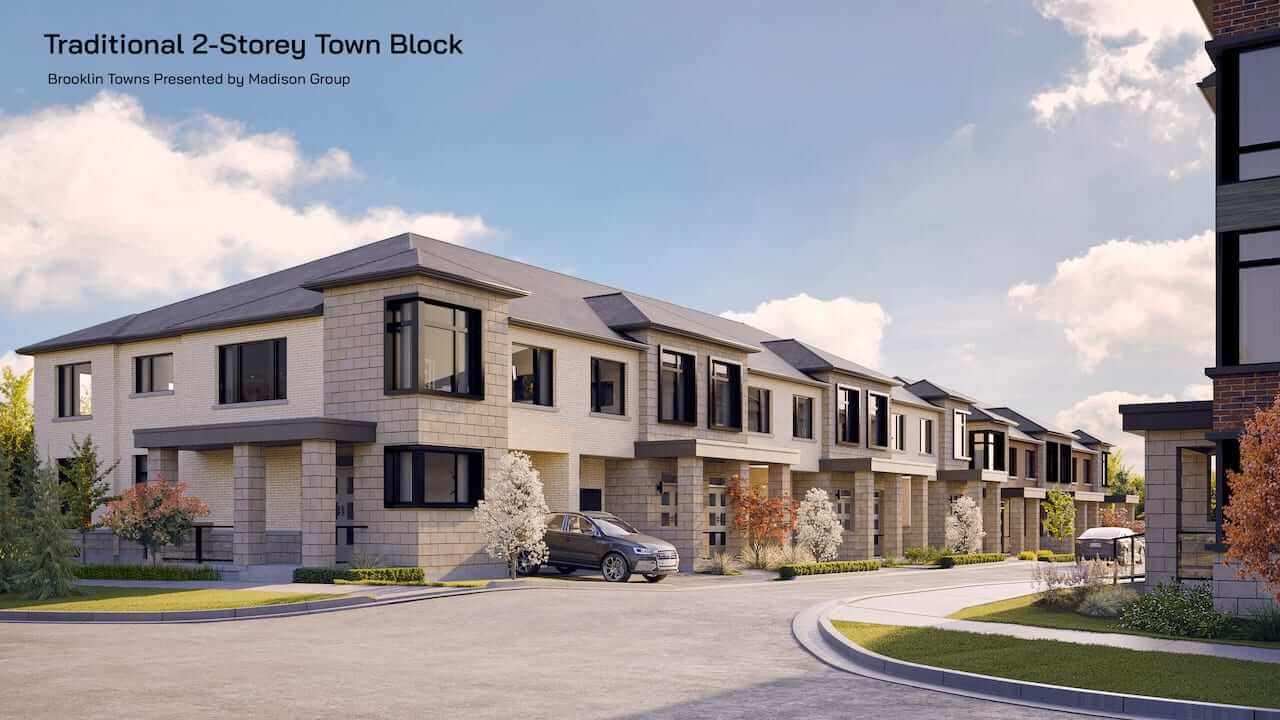 Rendering of Brooklin Towns exterior driveway