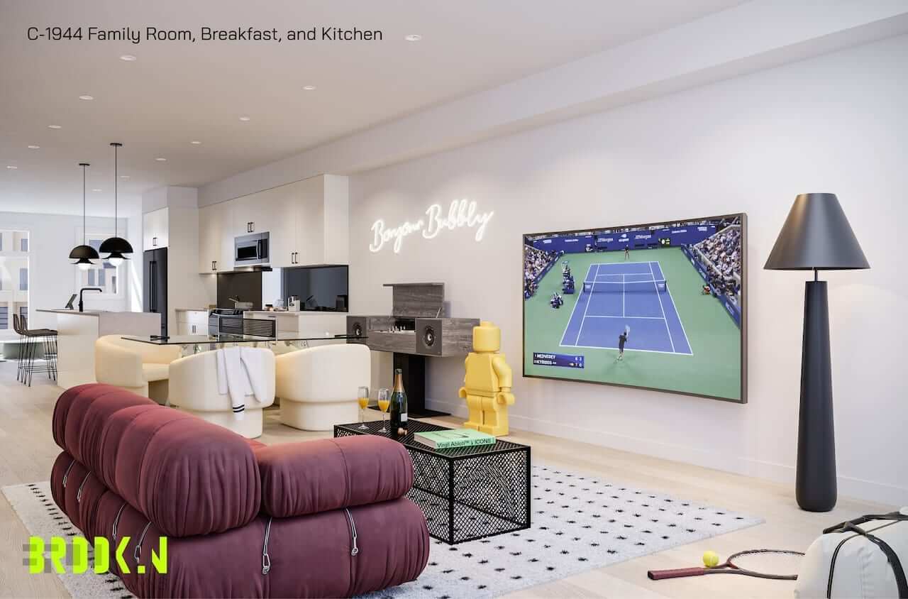 Rendering of Brooklin Towns party room