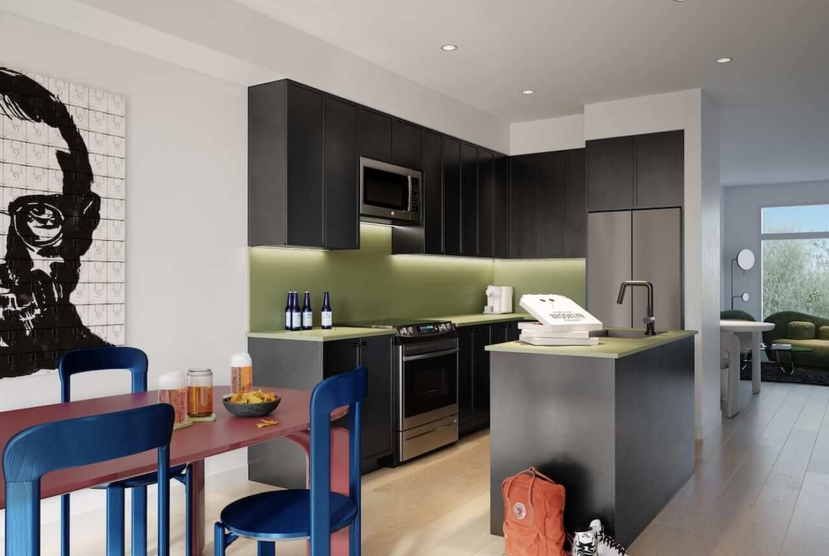Rendering of Brooklin Towns suite interior kitchen