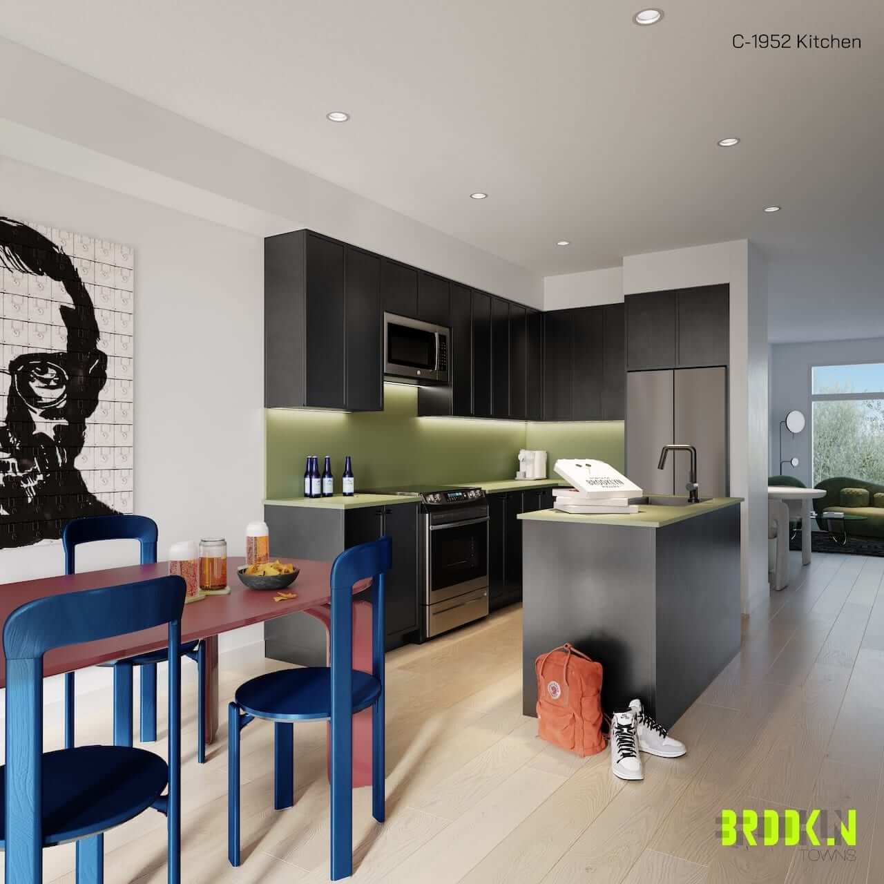 Rendering of Brooklin Towns suite interior kitchen
