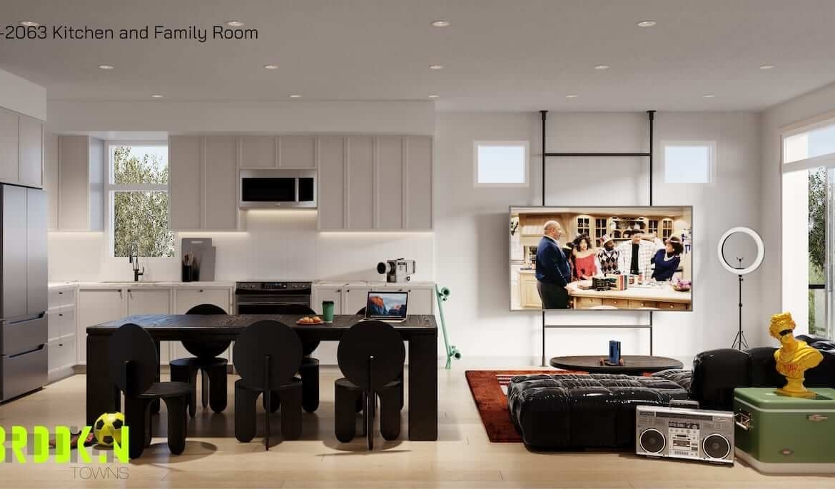 Rendering of Brooklin Towns suite interior open concept