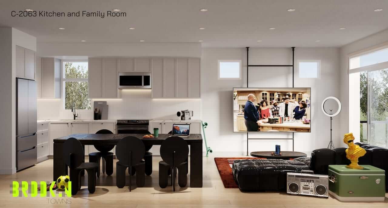 Rendering of Brooklin Towns suite interior open concept