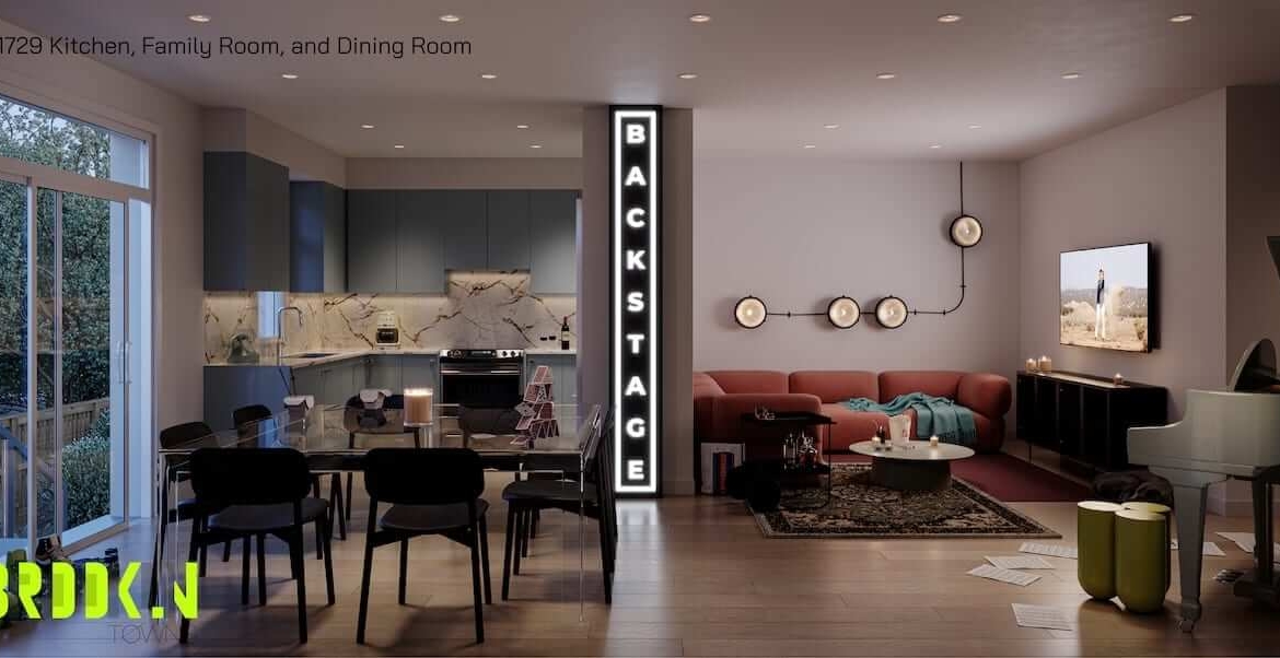 Rendering of Brooklin Towns suite interior nighttime