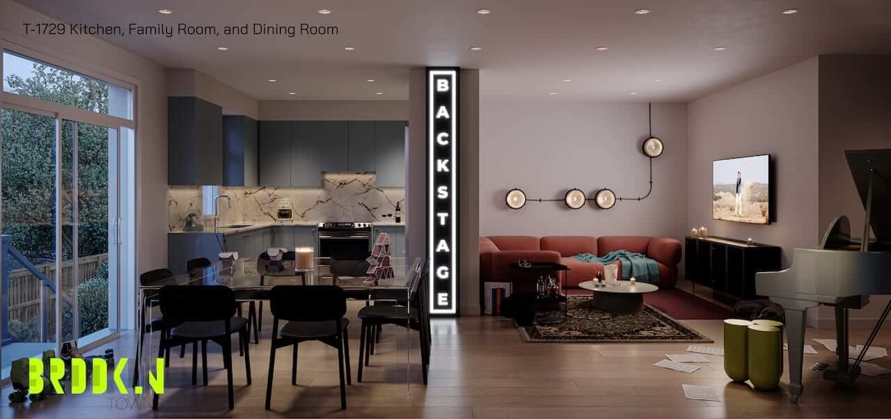 Rendering of Brooklin Towns suite interior nighttime