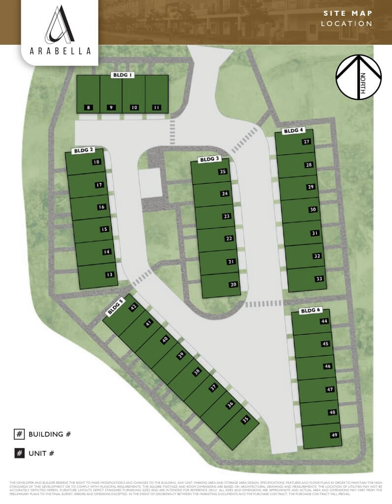 Site Map of Arabella Towns in Calgary by Truman Homes