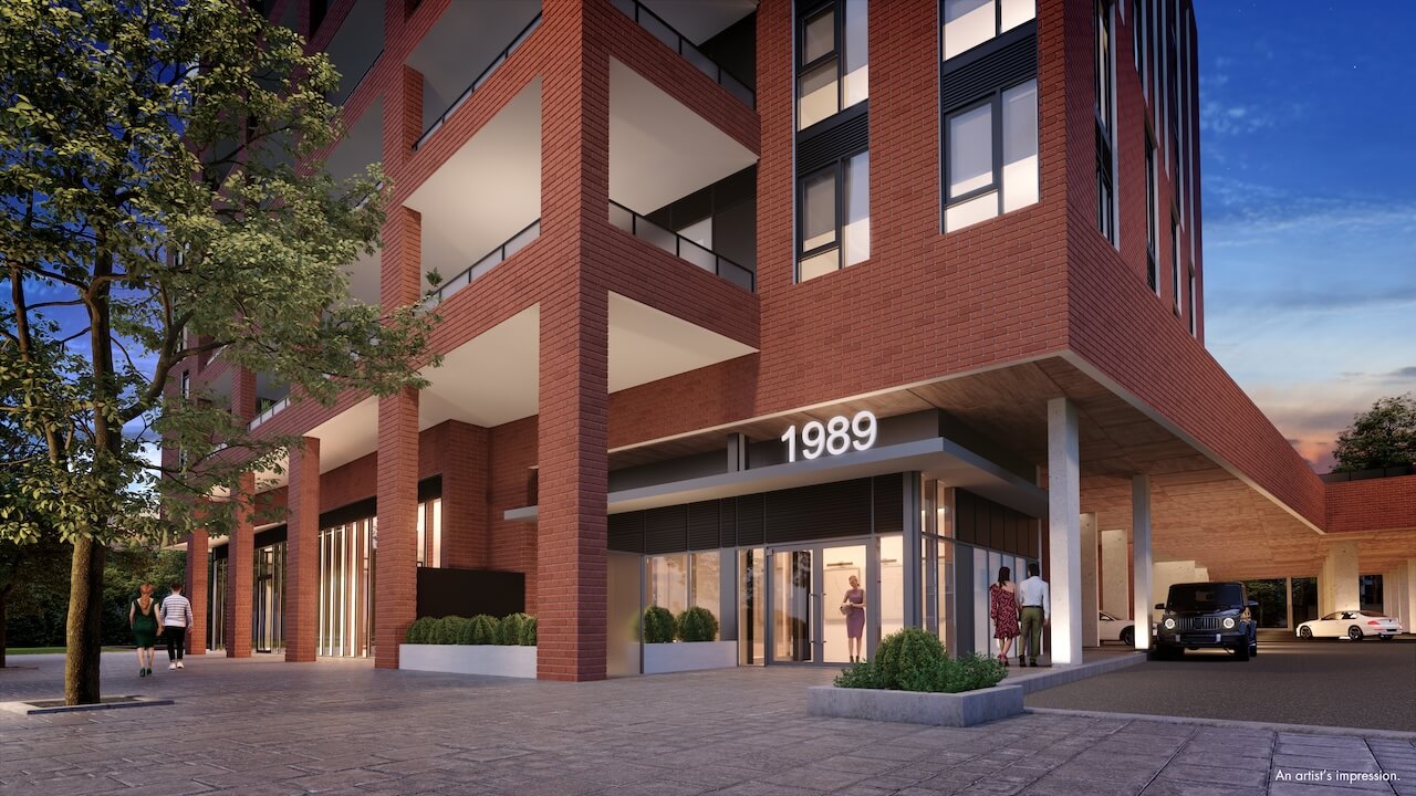 Rendering of 1989 Condos exterior entrance
