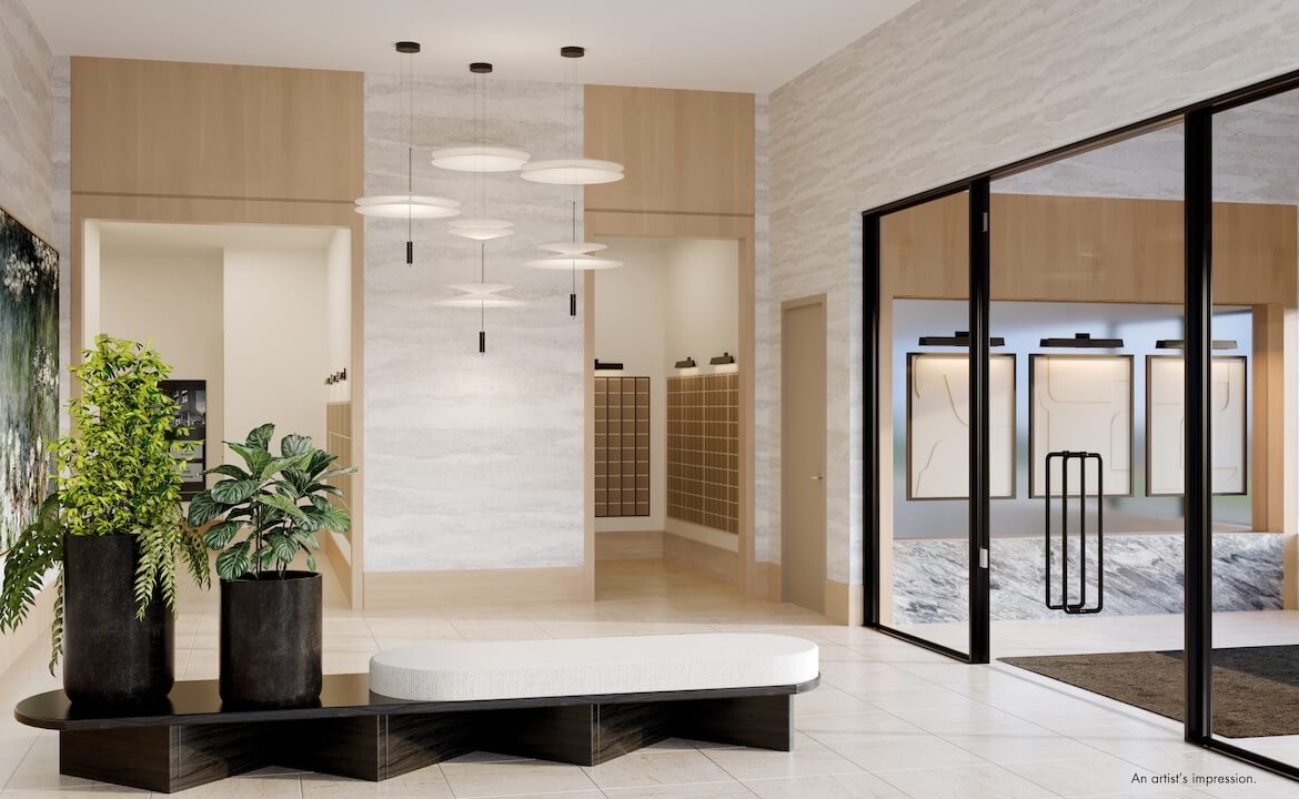 Rendering of 1989 Condos interior lobby