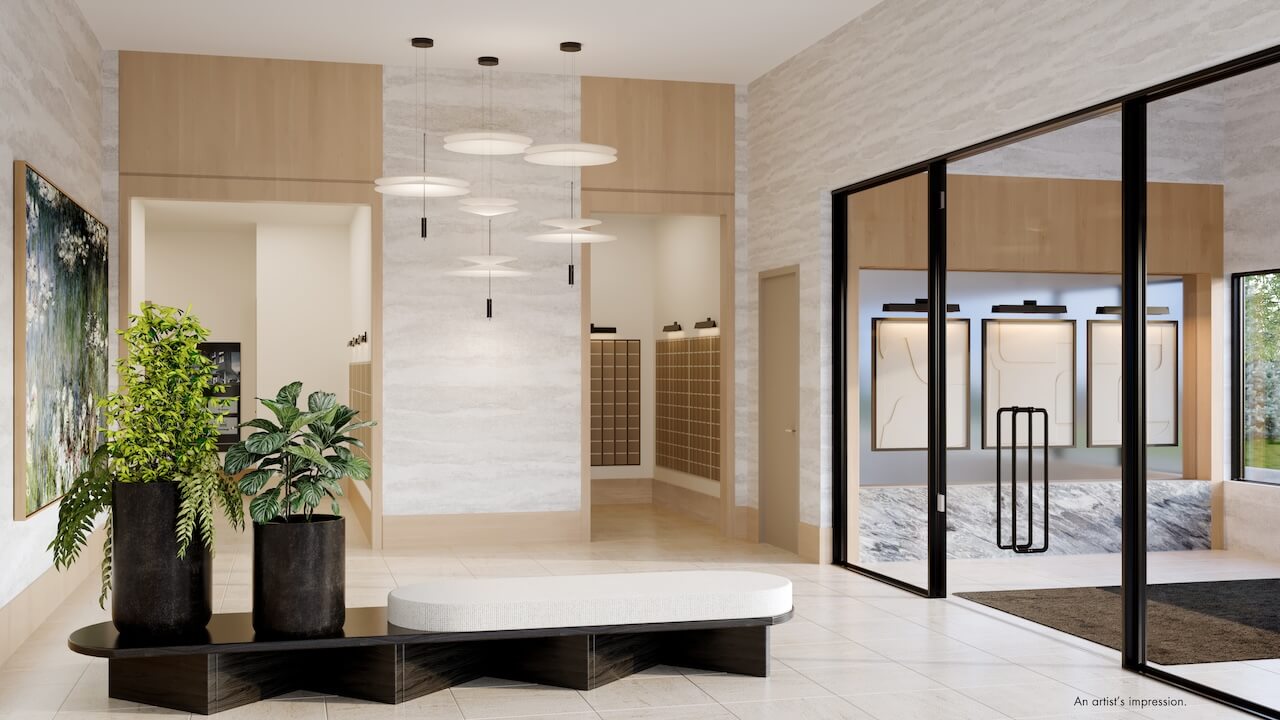 Rendering of 1989 Condos interior lobby