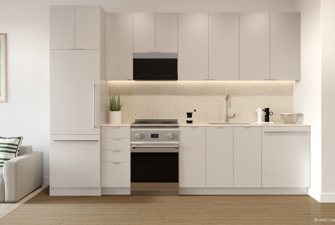 Rendering of 1989 Condos suite interior kitchen