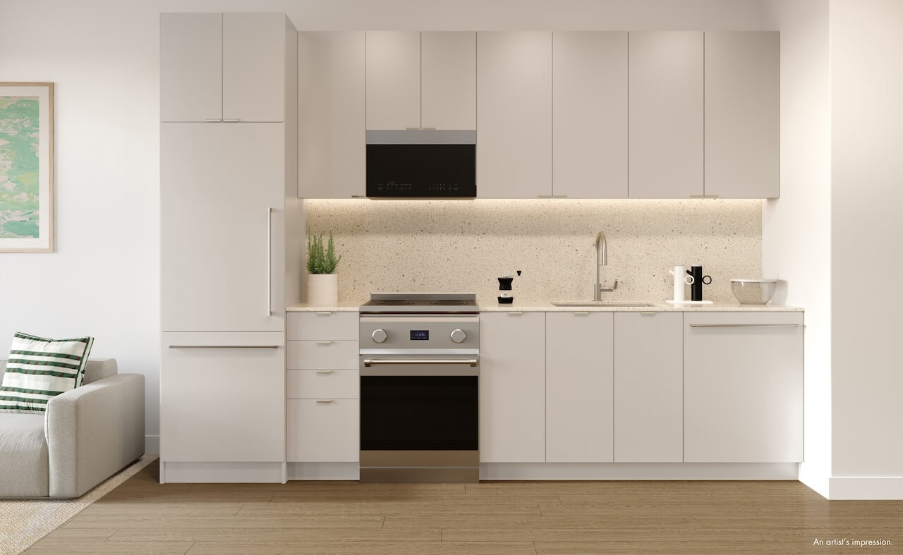 Rendering of 1989 Condos suite interior kitchen