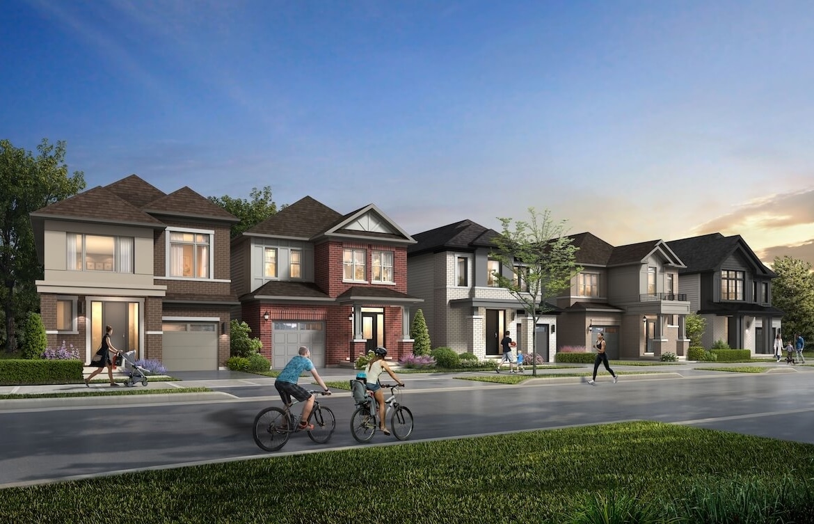 Rendering of Winchester Estates townhomes at night