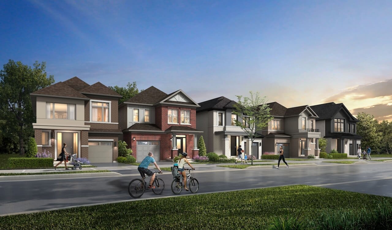 Rendering of Winchester Estates townhomes at night
