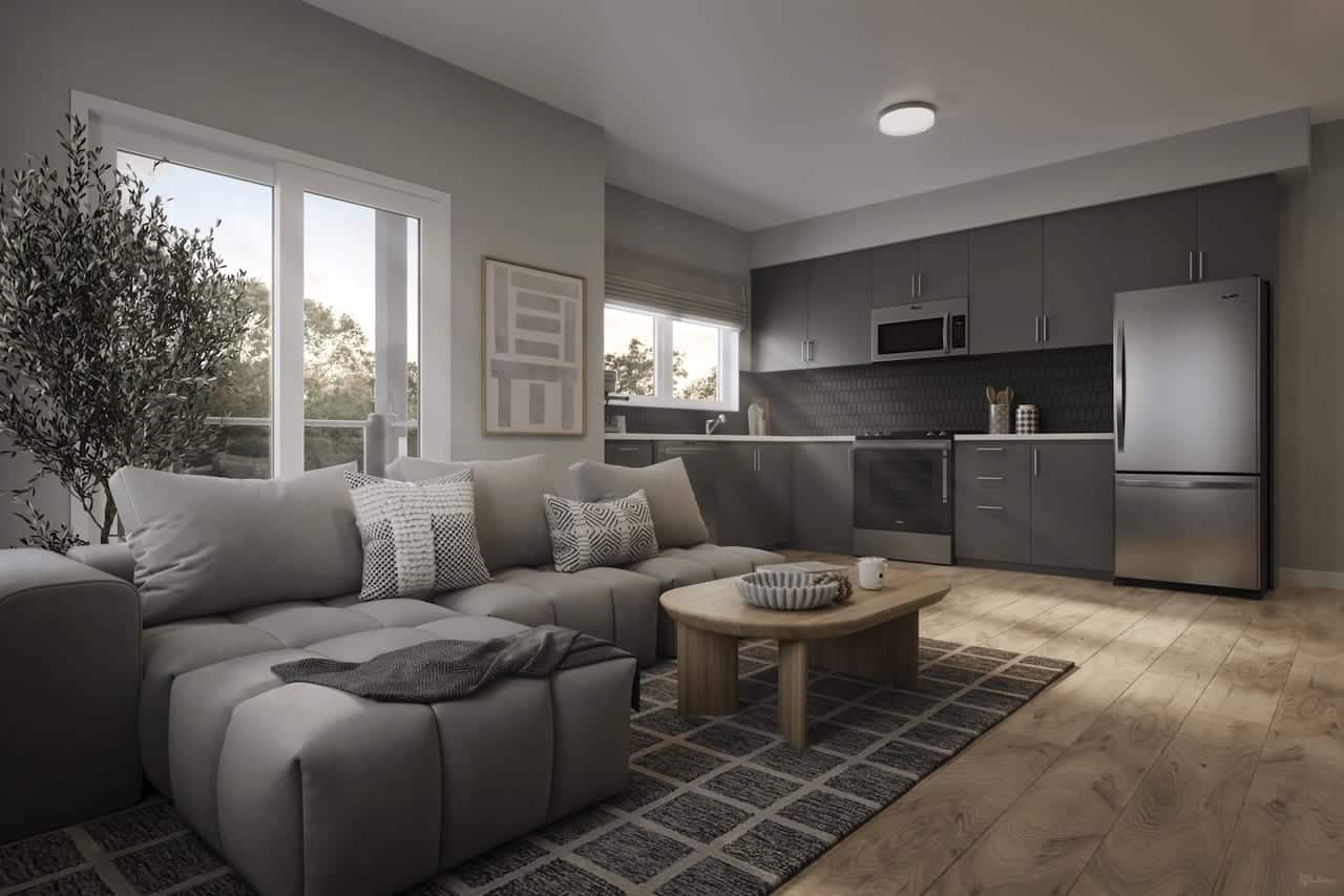 Rendering of The Block on Clair suite interior kitchen B