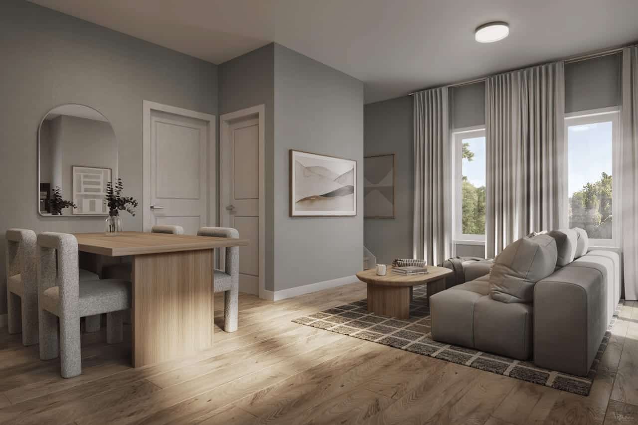 Rendering of The Block on Clair suite interior Living