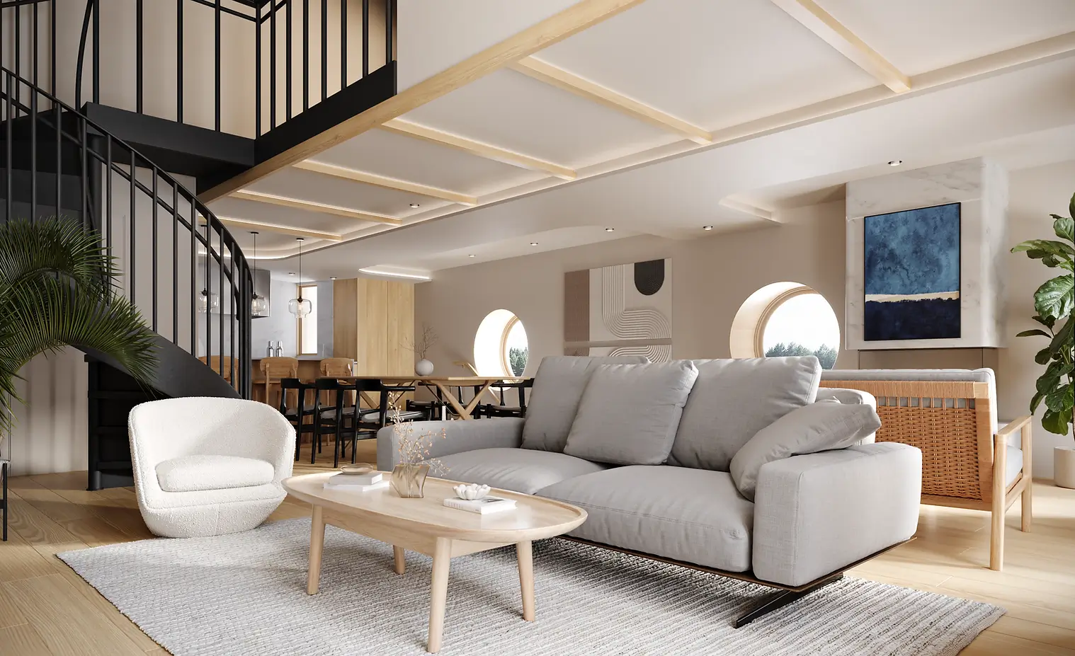 Rendering of The Brunswick Lofts suite interior living room