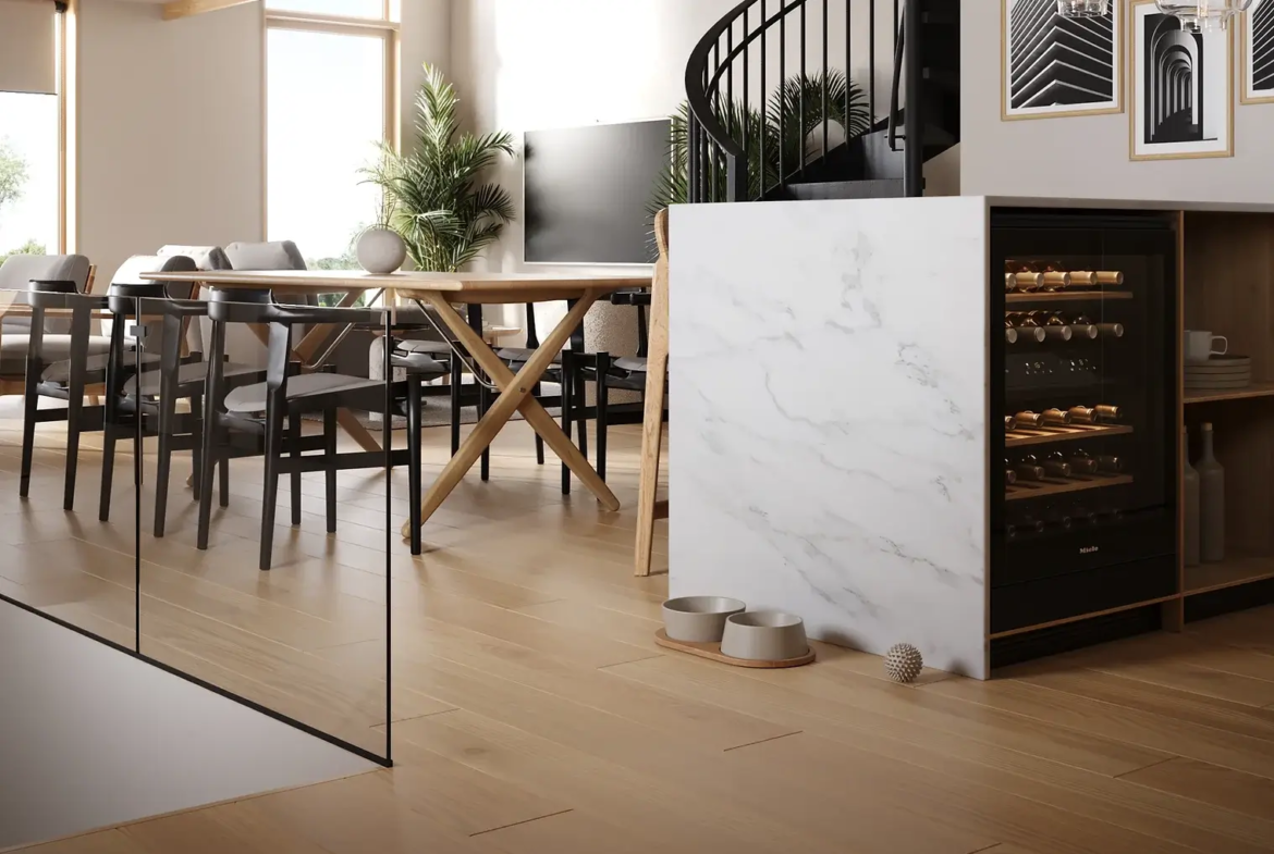 Rendering of The Brunswick Lofts suite interior kitchen and open concept dining area