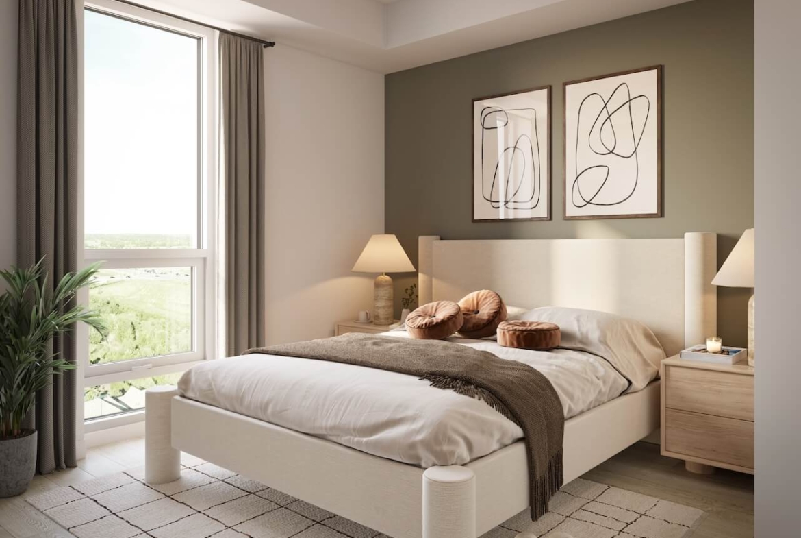 Rendering of The Laurels Condos suite interior bedroom