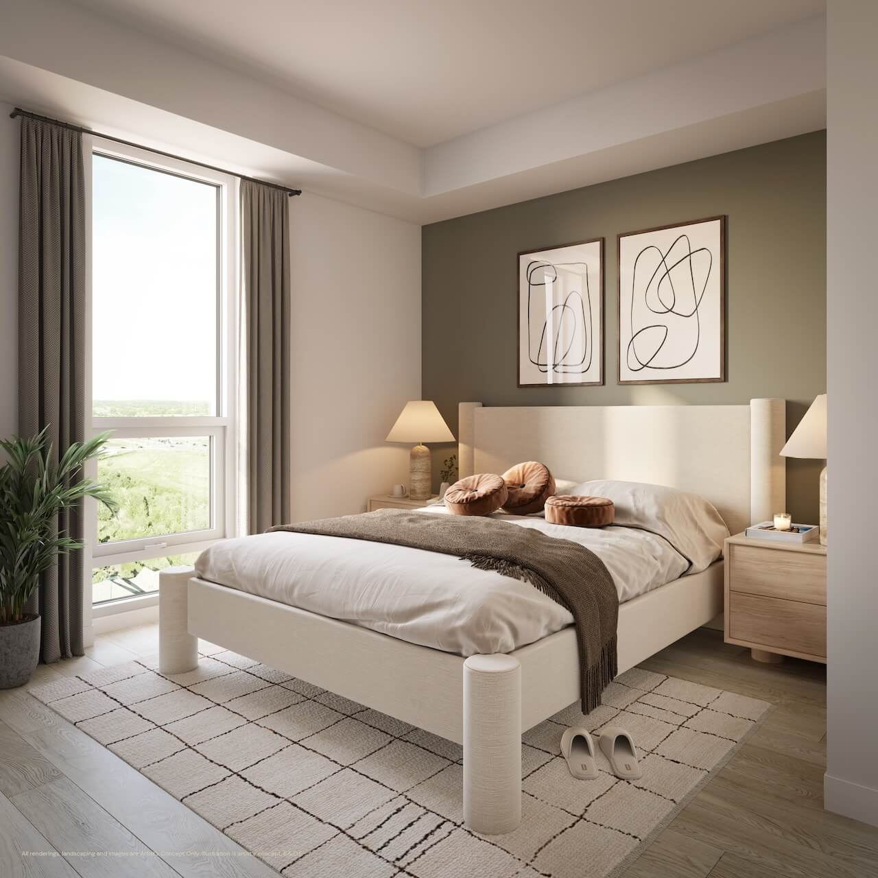 Rendering of The Laurels Condos suite interior bedroom
