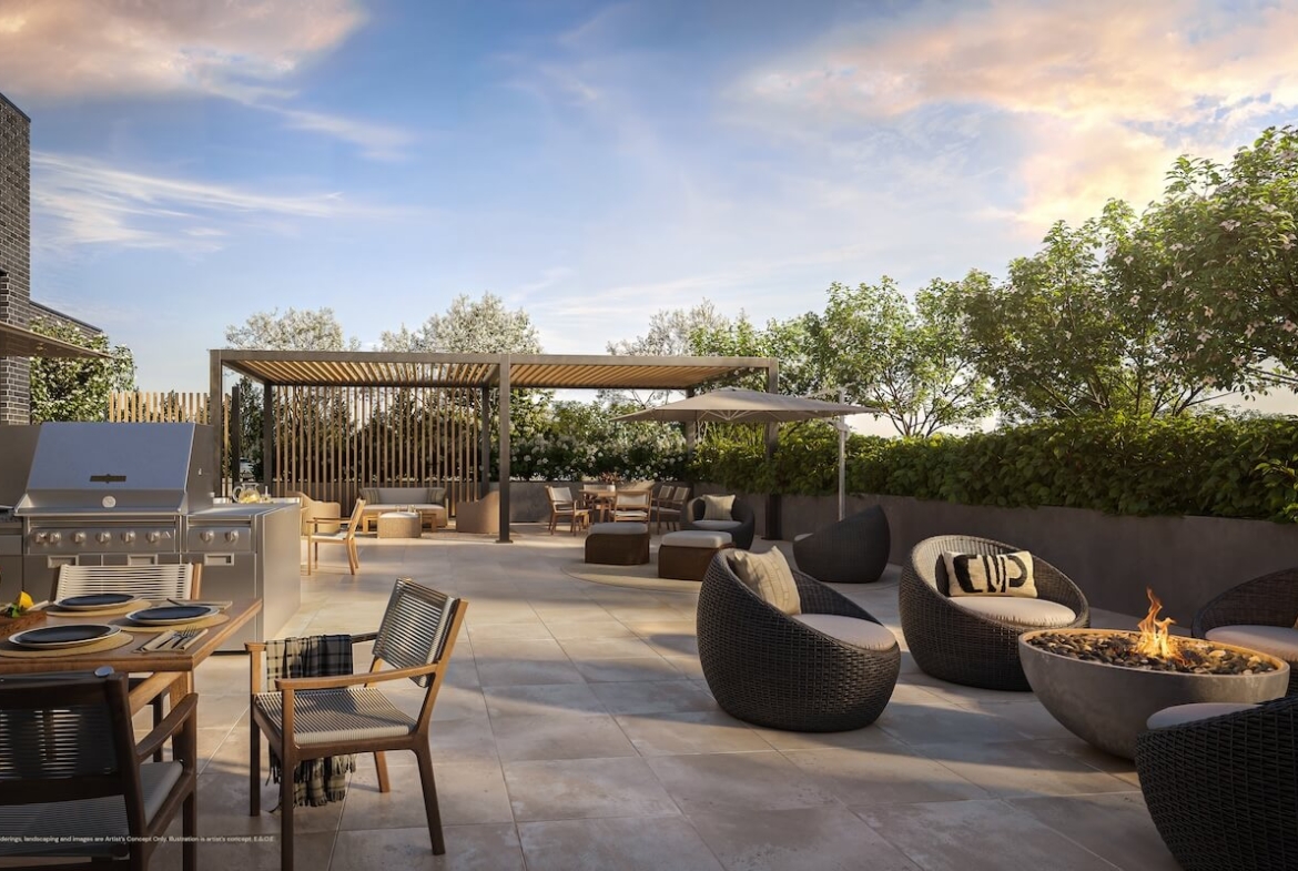 Rendering of The Laurels Condos amenity rooftop terrace
