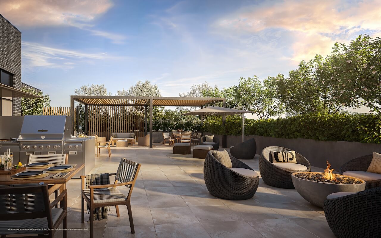 Rendering of The Laurels Condos amenity rooftop terrace