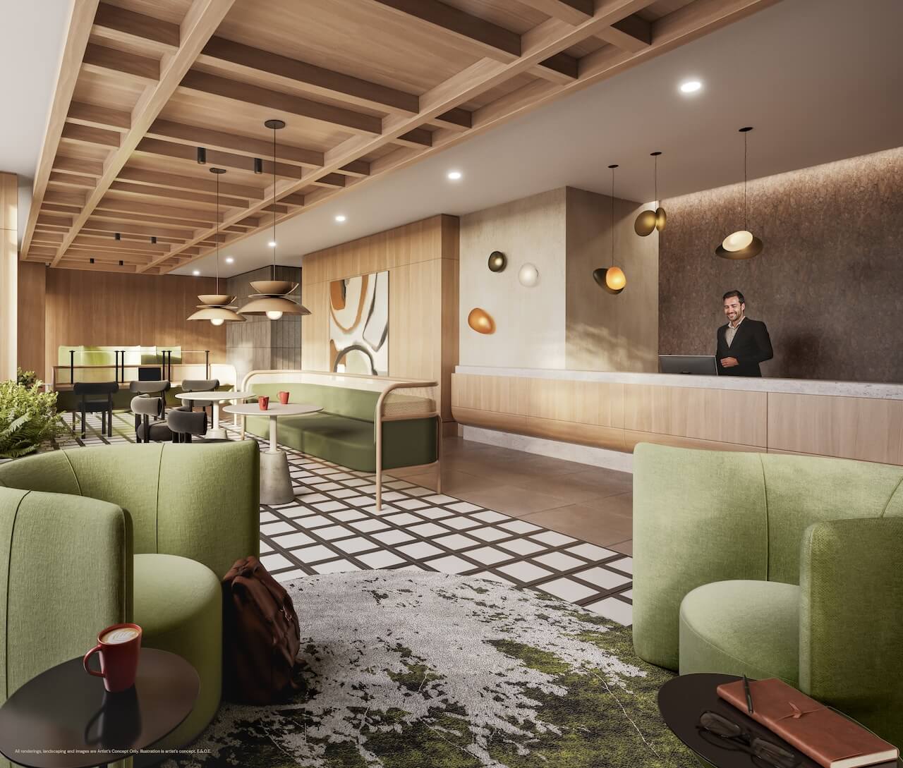 Rendering of The Laurels Condos amenity lobby
