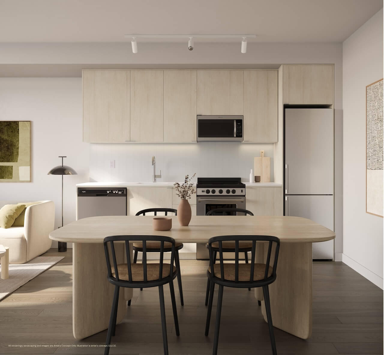 Rendering of The Laurels Condos suite interior standard kitchen A