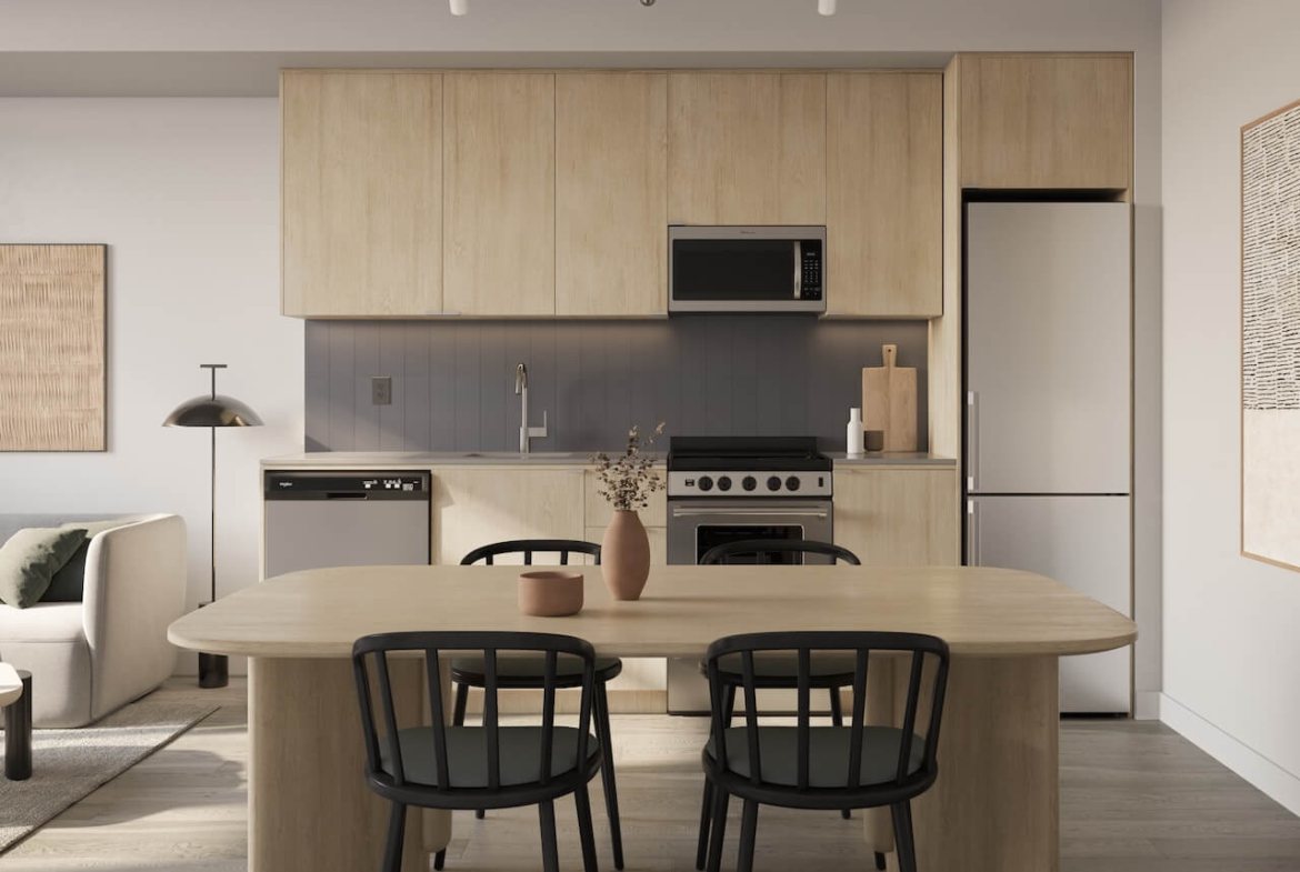 Rendering of The Laurels Condos suite interior standard kitchen B