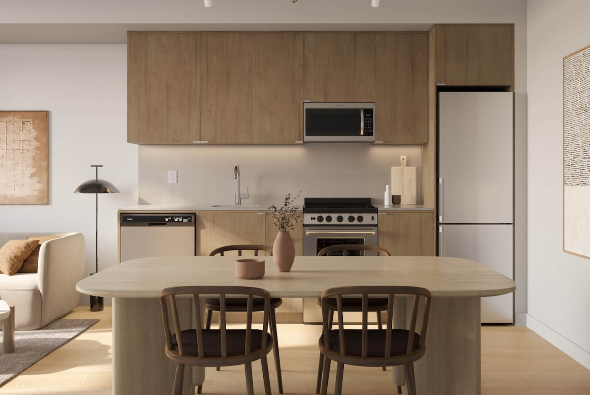 Rendering of The Laurels Condos suite interior standard kitchen C