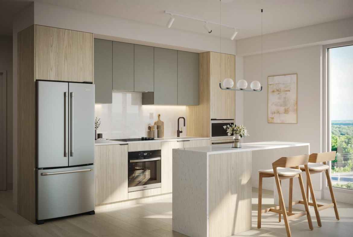 Rendering of The Laurels Condos suite interior upgraded kitchen
