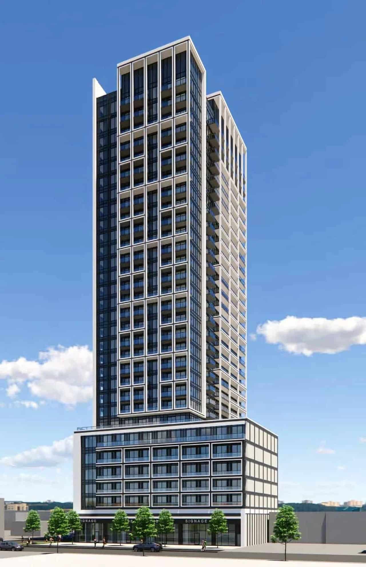Rendering of The Wilde Condos exterior full view