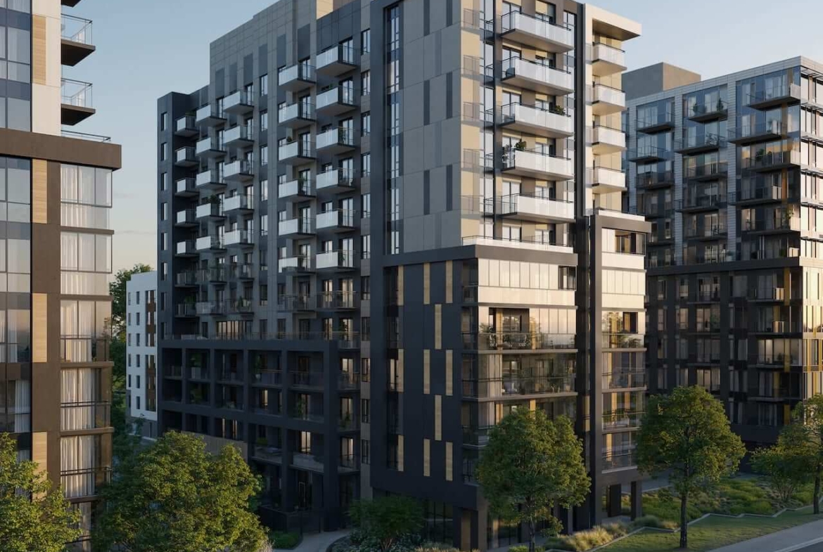 Rendering of ClockWork 4 Condos exterior full view
